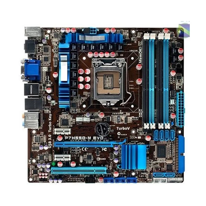 For Intel H55 P7H55D-M EVO motherboard Used original LGA1156 LGA 1156 DDR3 16GB USB2.0 SATA2 Desktop Mainboard