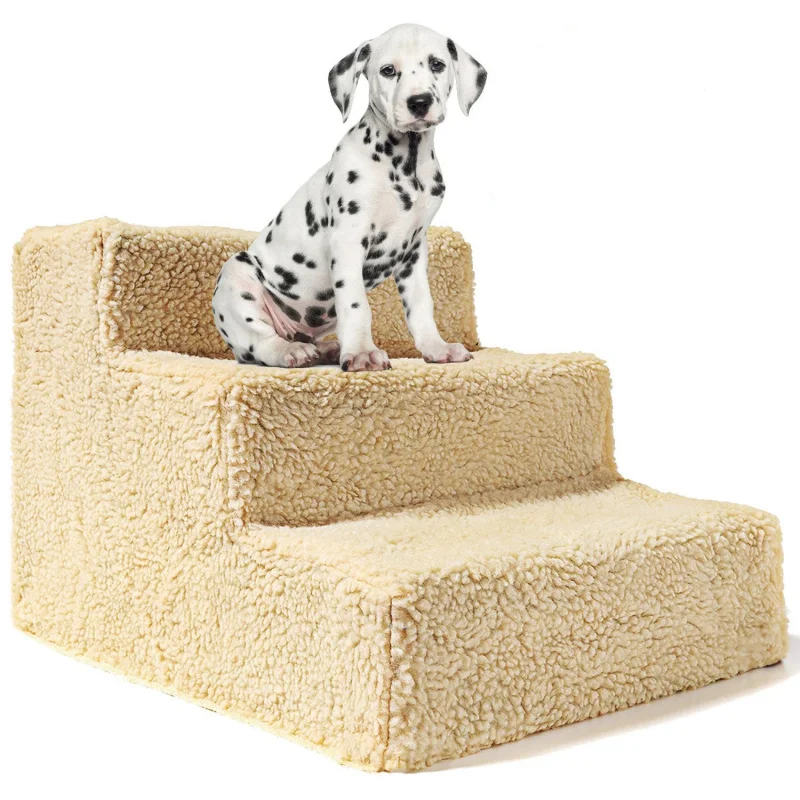 

Pet Dog Stairs Steps Small Dogs Teddy Ladder Bedside Sofa Climbing Bed Lambswool Removable and Washable