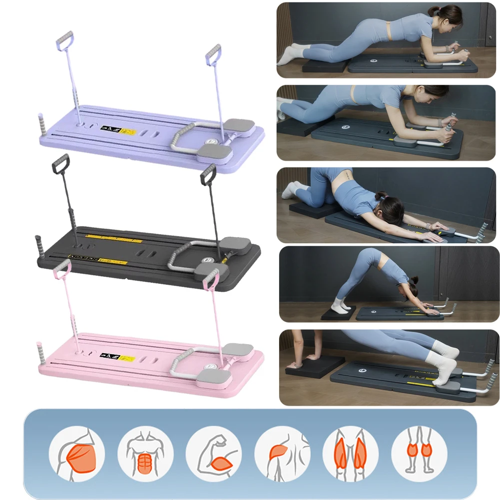 Fitness Plate Abdominal Board Non Slip Push up Board Automatic Rebound Leg & Arm Toner Pilates Reformer Set for Muscle Curling