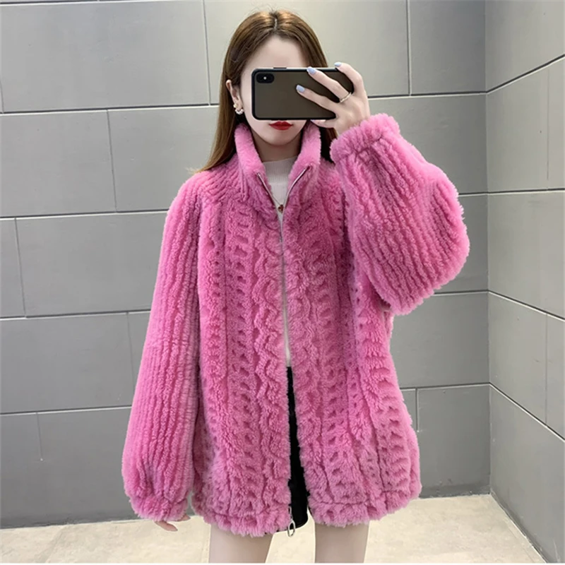 

TPJB Winter Fashion New Stand Collar Sheep Shearing Particle Fur One Thickening Warm Short Leisure Fur Coat Women's Trend