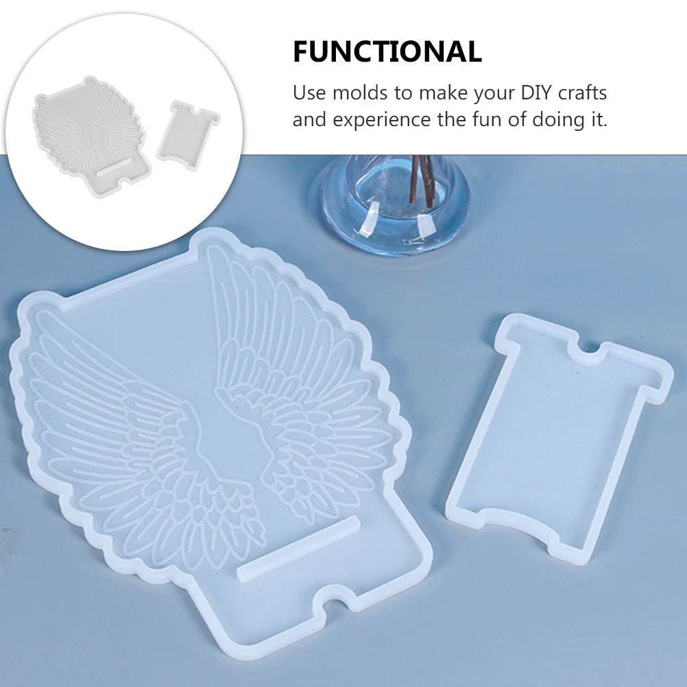 

1Set Silicone Mobile Phone Holder Mold Wing Design DIY Manual Mold for Creative Crystal Epoxy Projects Washable Simple Reverse