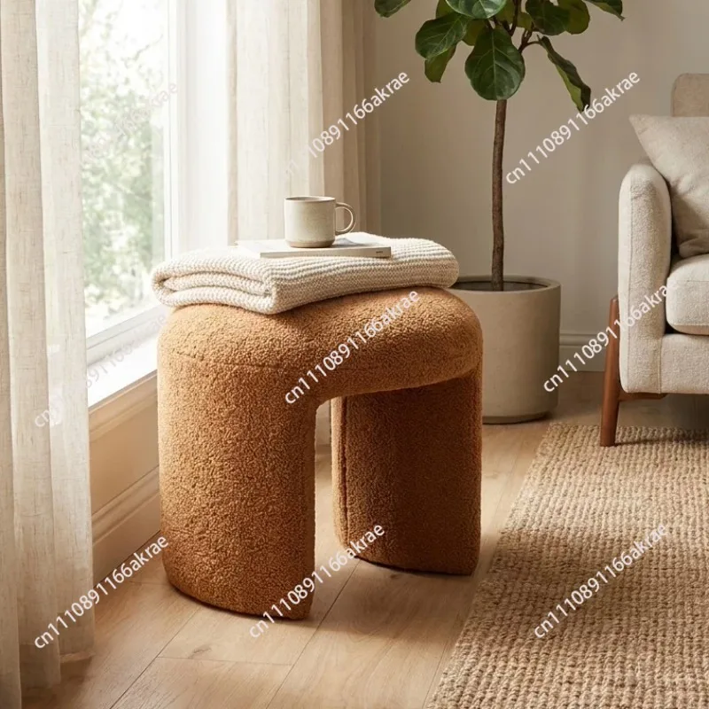 Home shoe-changing low stool, living room bedroom cream-style round sofa, small vanity chair, walk-in closet door