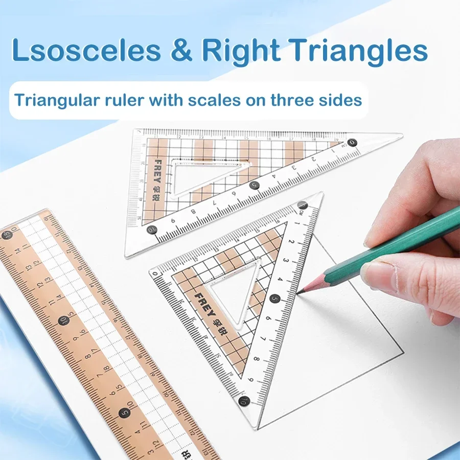 7pcs/ Set Math Geometry Ruler Multifunctional Drawing Tools for Students School Supplies Durable Engineering Design Stationery