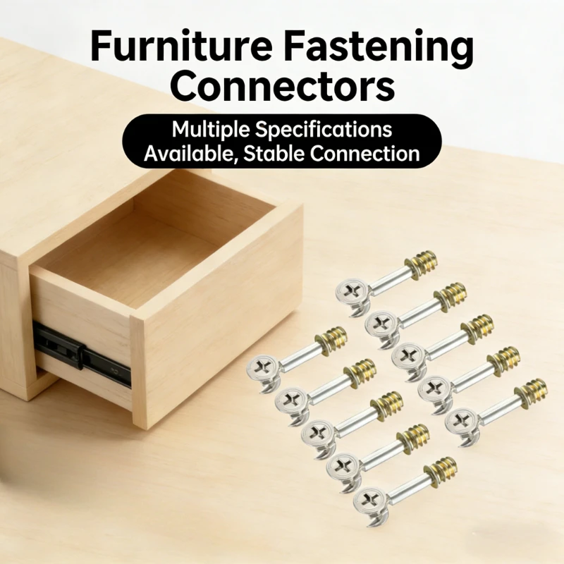 

3 in1 Furniture Connector Cam Lock and Dowel Set, M6 Eccentric Wheel Nut Fastener for Cabinet Joint, 나사 너트 세트, Крепеж Для Мебели
