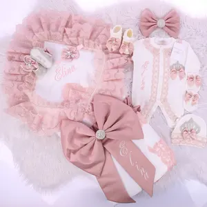 Newborn Bling Outfits, Baby Bottles Gift Set, Crown Romper, Princess Prince, Exit of the Hospital, Baby Shower, Girl, Boy, 5pcs 10 Main Sales Exit Maternity Girl - №3