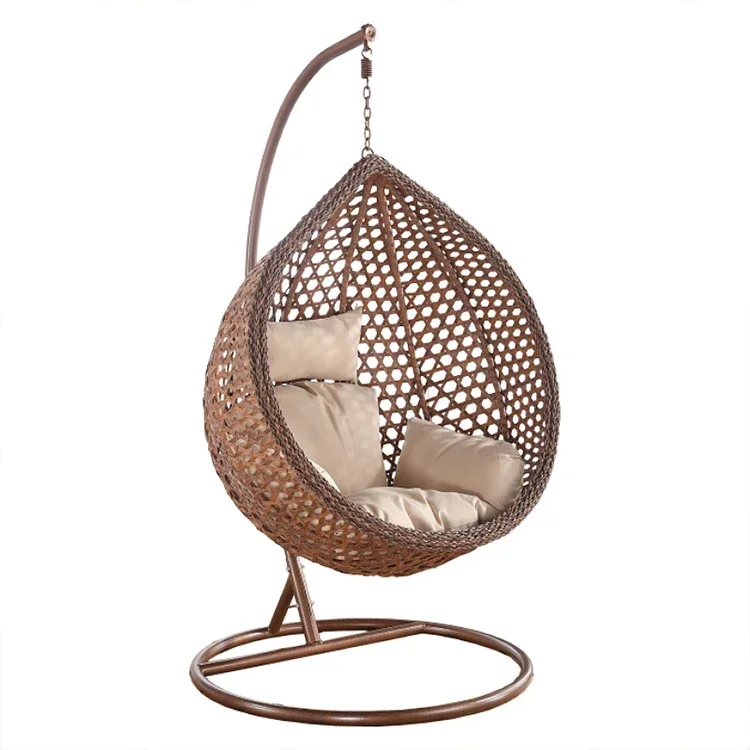 Comfortable outdoor patio rattan swing single swing hanging chair garden furniture