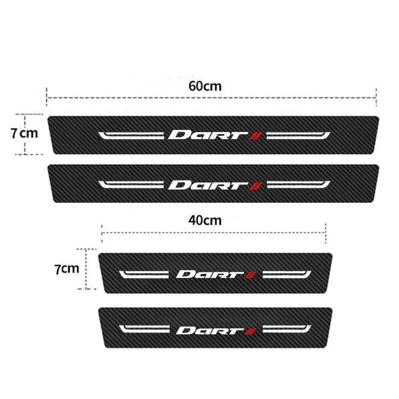 Car Door Threshold Sticker Scuff Scratch Auto Doorsill Anti Kick Strip Tape For Dodge Dart Logo Carbon Fiber Waterproof Film