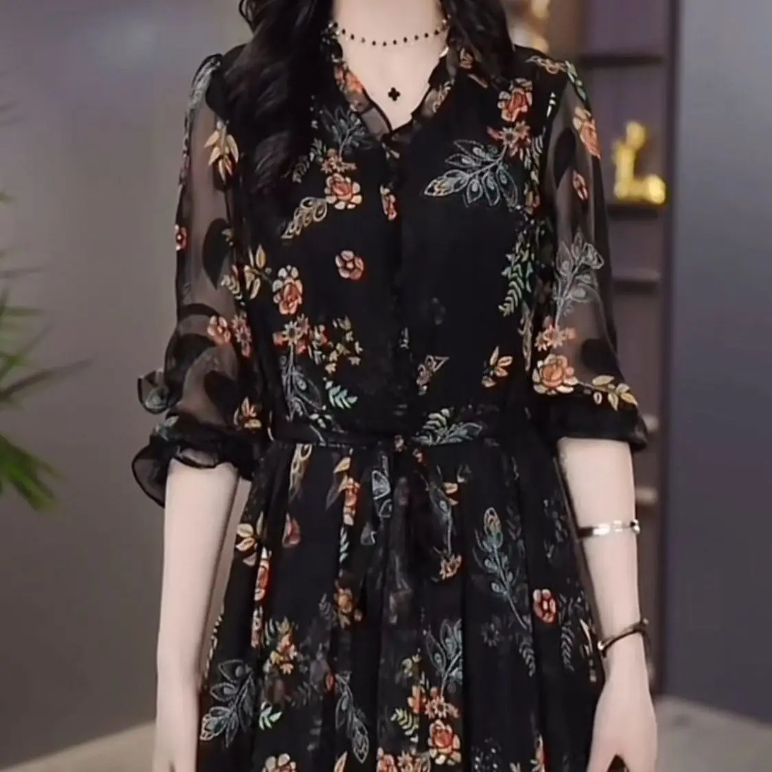 Vestido Floral elegante para mujer de mediana edad, traje ajustado de gama alta a la moda para verano, 2024