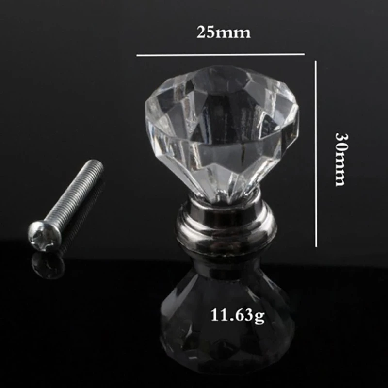 10 Stuks 30Mm Heldere Kristallen Kast Handvat Lade Nachtkastje Meubel Handvat Pull Knoppen Kits Deur Knoppen