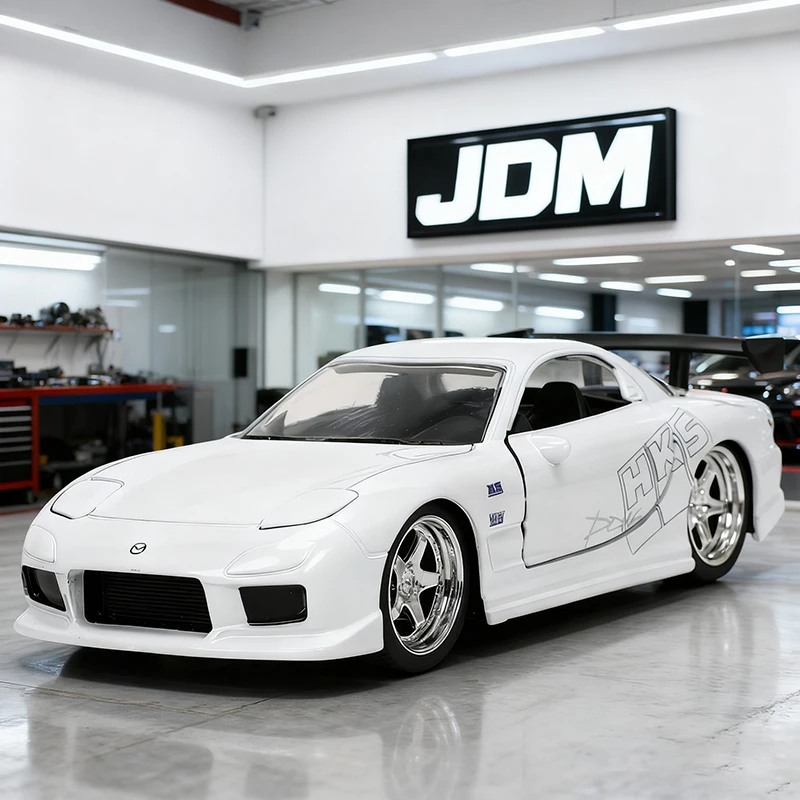 

JADA 1:32 JDM Mazda RX7 1993, легкосплавный автомобиль, литье под давлением и игрушечный транспорт, модель автомобиля, миниатюрная масштабная модель автомобиля для детей