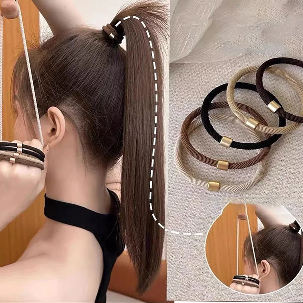 10PCS High elasticity black hair tie headband for women, simple hair tie, versatile, durable ponytail headband headpiece