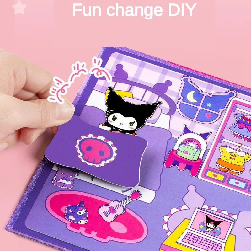 Creative Kawaii Sanrio Kuromi My Melody DIY Magnetic Quiet Book Anime Hello Kitty Handmade Children\'s Peripheral Birthday Gifts