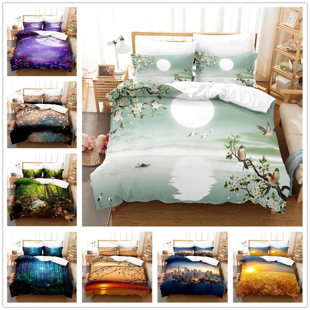 

Nature Duvet Cover Set Landscape Bedding Set Twin Full Queen Comforter Cover&Pillowcase for Adult Kids Teens Bedroom Quilt Cover