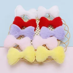 50Pcs 5*2.8CM Felt Bowknot Padded Appliques For Children Hat Sewing DIY Headband Hair Clip Accessories Patches