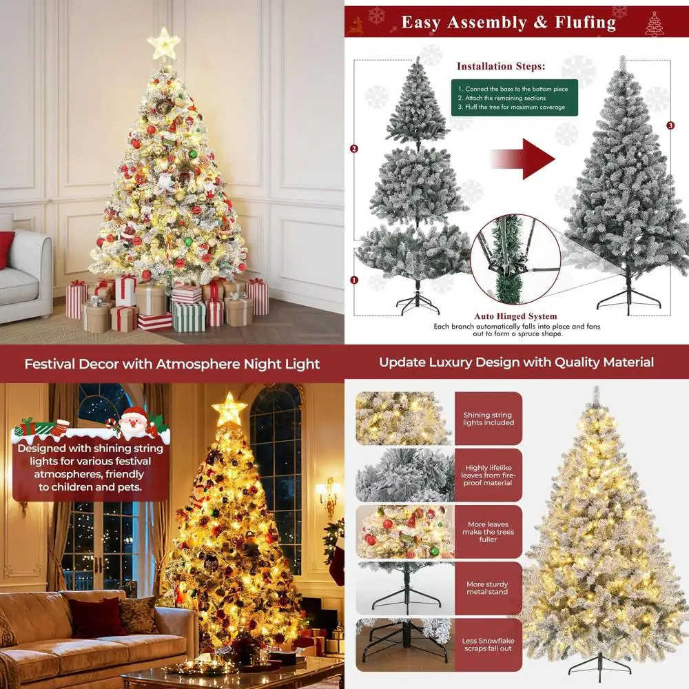 

4,5-футовая искусственная рождественская елка с подсветкой и складной подставкой для дома, вечеринки и офиса