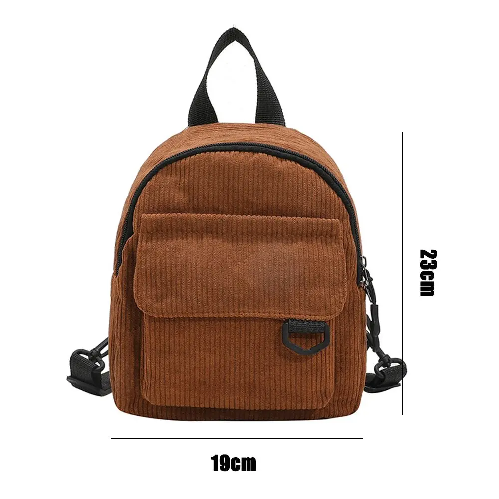 Fashion Women Mini Backpack Solid Color Corduroy Small Backpacks Simple Casual Student Bookbags Traveling Backpacks