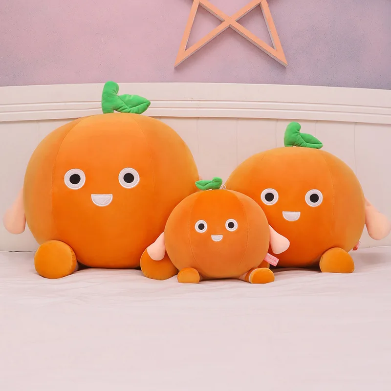 25cm Sweet Fruits Plushie Doll Cartoon Orange Smiling Face Plush Toys Decoration Children Christmas Birthday Gift