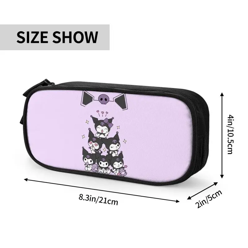 Estuche de lápices de Anime personalizado Kuromi para niños, bolsa de caja de bolígrafos de gran capacidad, suministros escolares