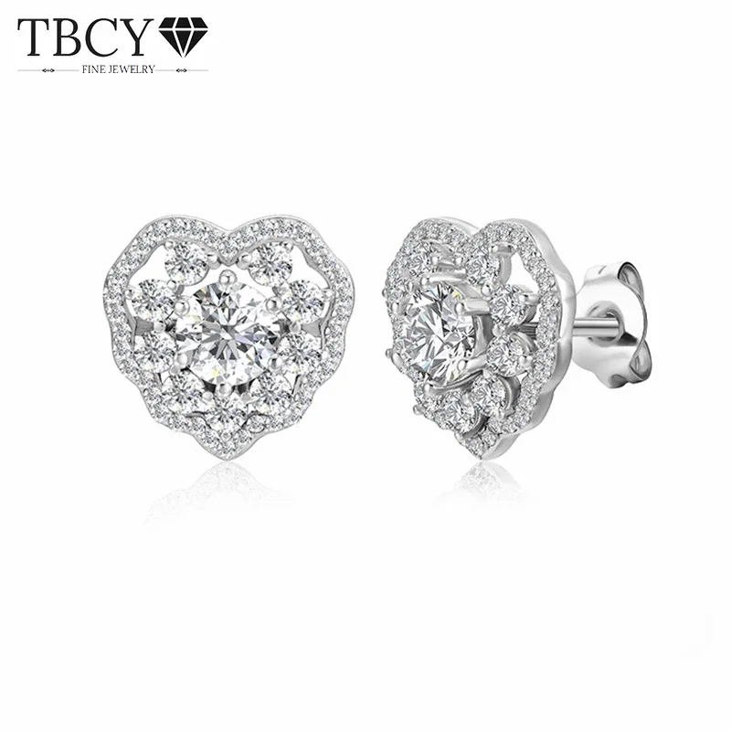 

0.5CT D Color Moissanite Stud Earrings For Women 925 Sterling Silver Heart Shaped Diamond Ear Studs Valentine‘ Day Gifts