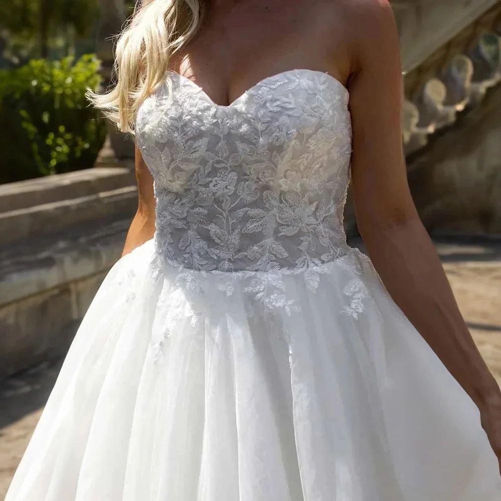 Robe de Mariée Trapèze en Tulle pour Femme, Romantique, Appliques, Personnalisé, Éducatif, 2024