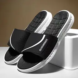 2024 Man's Summer New One Word Big Size Casual Slippers Soft Sole Non Slip Home Slipper Bathroom Slipper Outdoor Beach Slipper