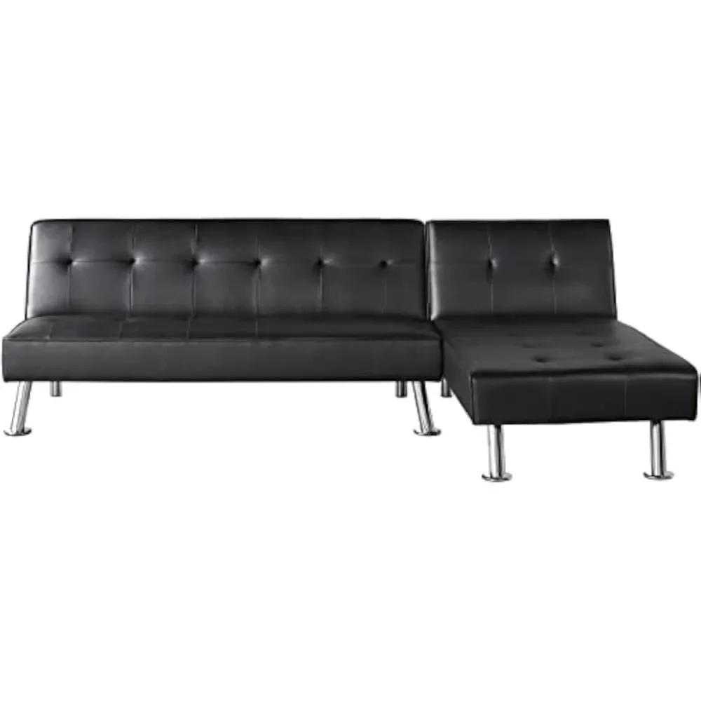 Convertible Sectional Sofa Couch L-Shaped Couch Faux Leather Sofa Bed Sleeper for Living Room Small Space