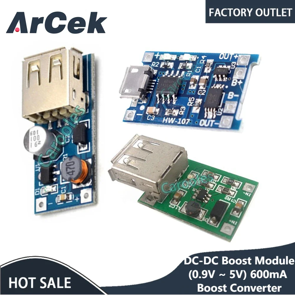 

DC-DC Boost Module (0.9V ~ 5V) 600mA Boost Converter Step Up Module USB Mobile Power Boost Board