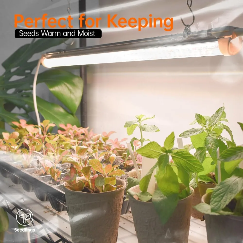 دفيئة داخلية مع أضواء LED للنمو، رف نباتي كبير، أضواء طيف T8 مكونة من 8 قطع، غطاء دفيئة صغير