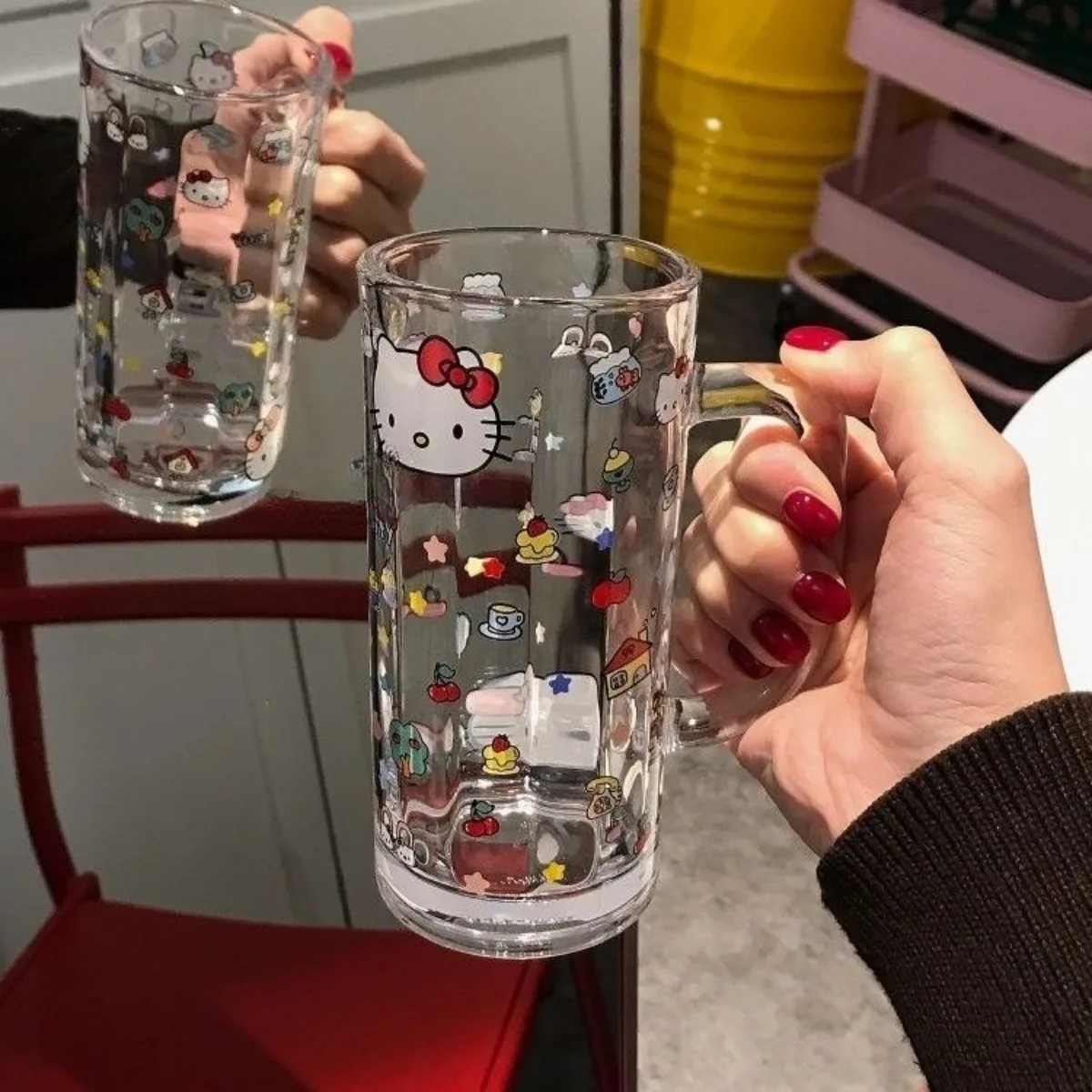 Милый стакан для пива Hello Kitty: элегантный, прозрачный, прочный, идеален для дома, вечеринок и завтраков.