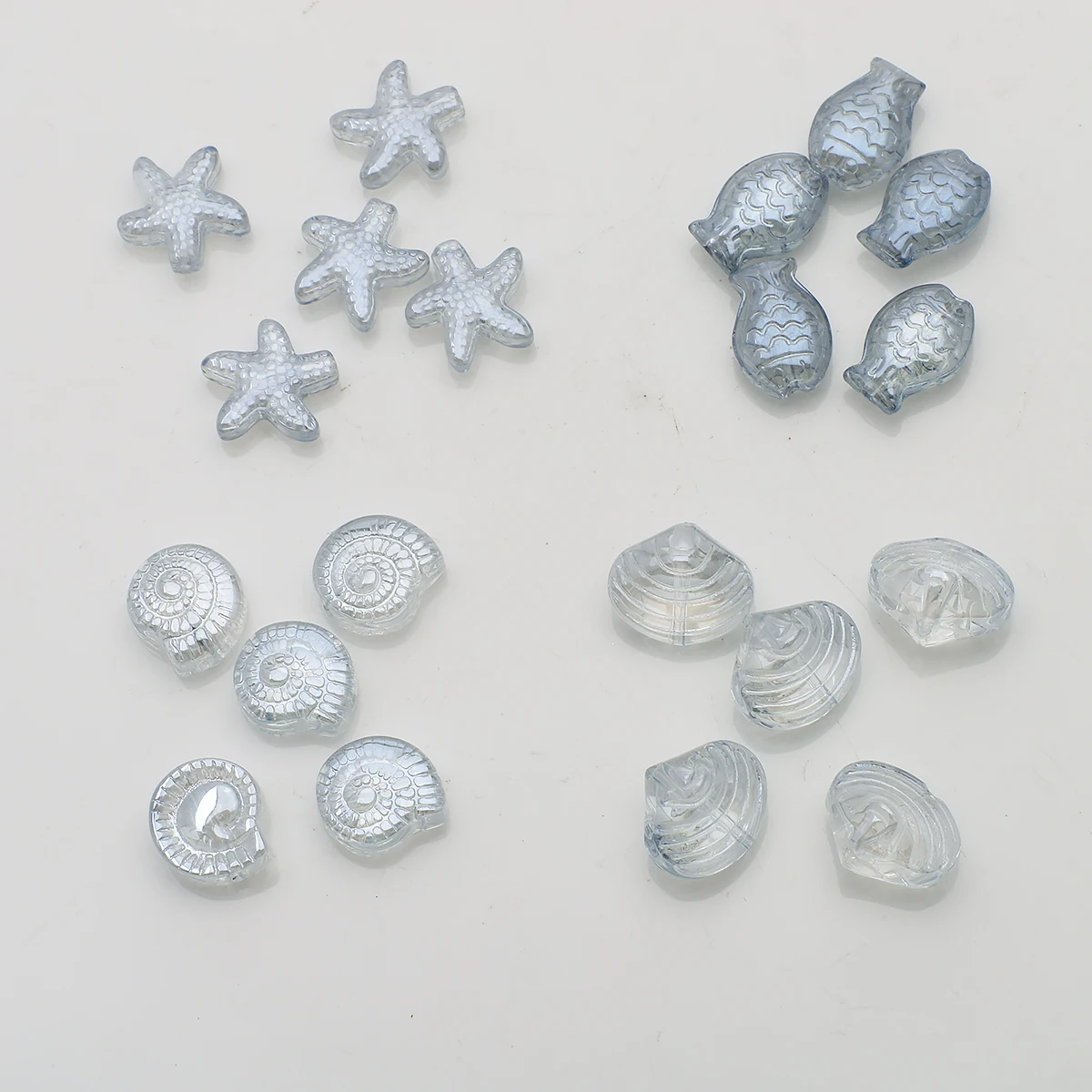 20 Pcs Mixed Shape Starfish Snail Shell Small Fish Crystal Glass Loose Beads DIY Making Earing Necklace Jewelry Accessories image 4