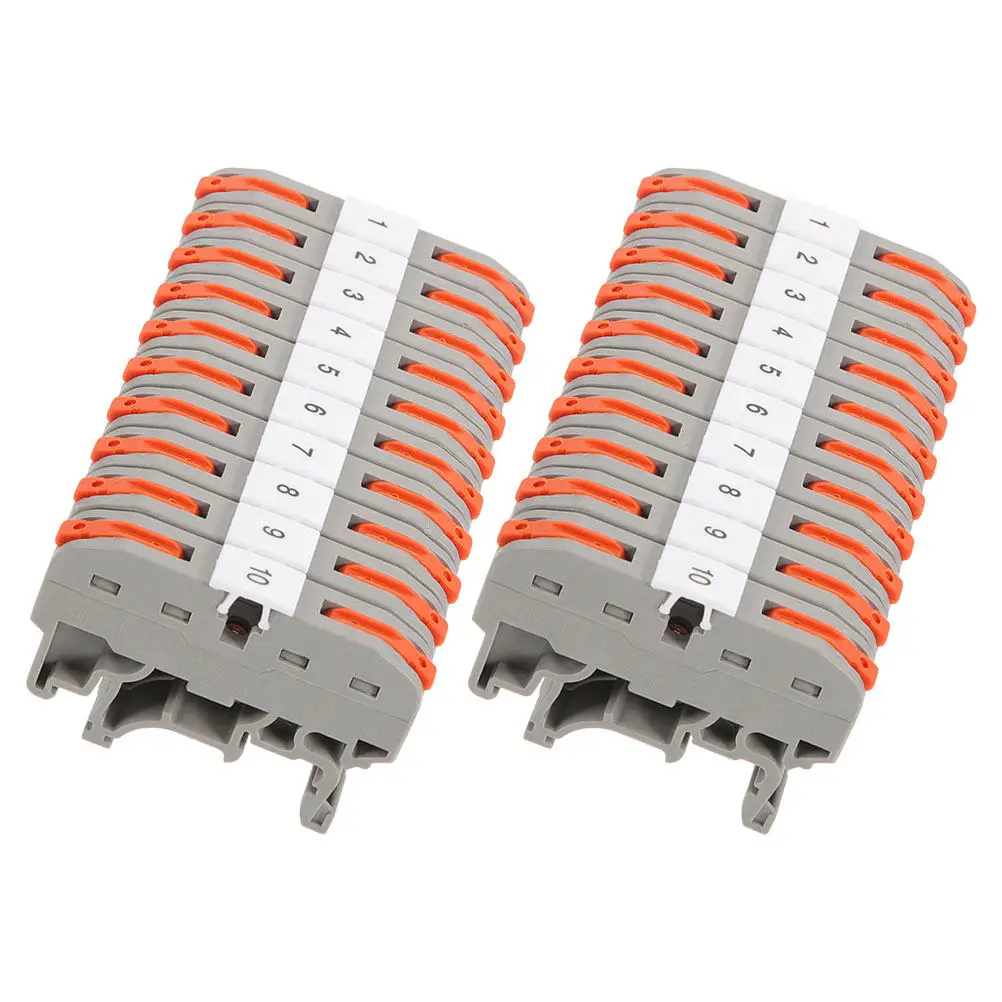 

20Sets Din Rail Terminal Block Quick Connect Lever Wire Connector Electrical Wire Connector for Distribution Boxes Control