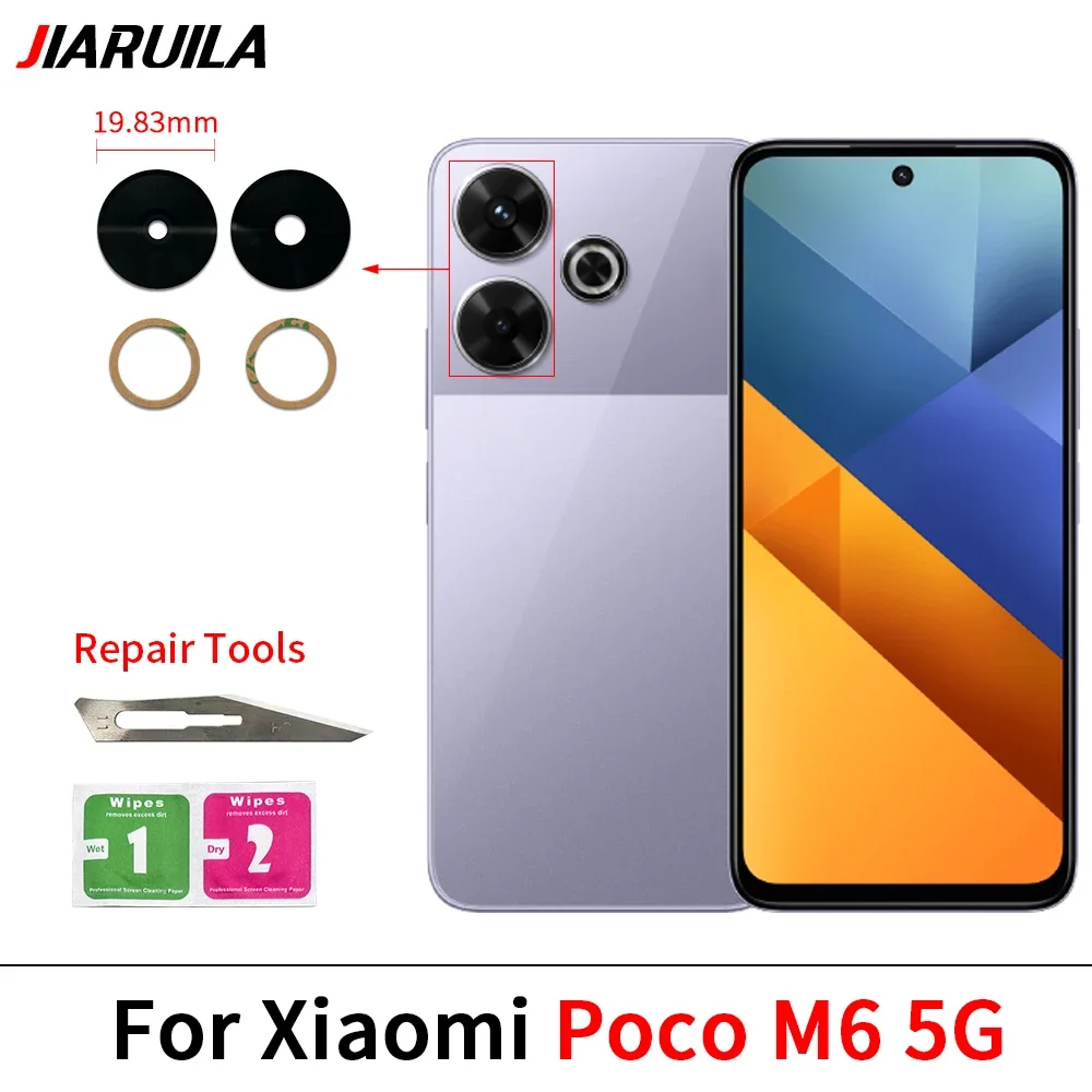 Lensa kamera belakang, untuk Xiaomi Poco F6 M6 5G M6 Pro X5 X6 Pro C40 F3 F4 X4 GT M4 M5S lensa kaca dengan perekat