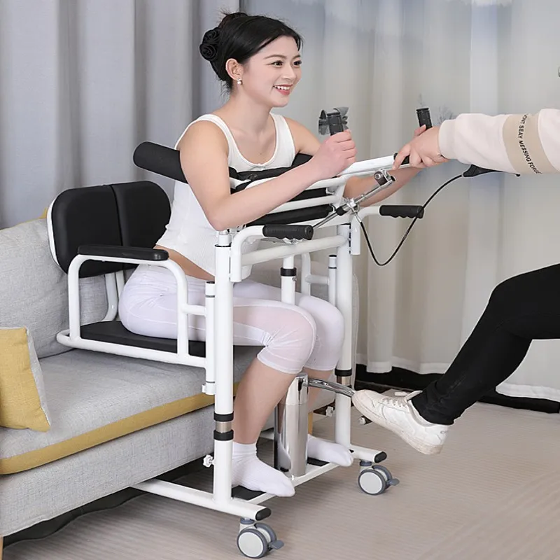 

Assist in getting up, using a household hydraulic displacement machine, sitting on a toilet chair, lying in bed