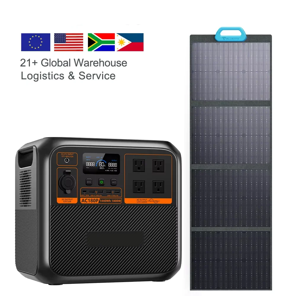 Ac180p Solar Generator Kit Solar Panels Emergency Backup Power Station Convenient Source Home Battery