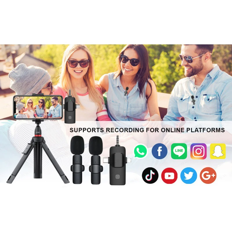 Afbeelding 5: 4 In 1 Draadloze Lavalier Microfoon 3.5mm Intelligente Ruisonderdrukkende Microfoon Voor Iphone Android SLR Camera Luidspreker Speake radio