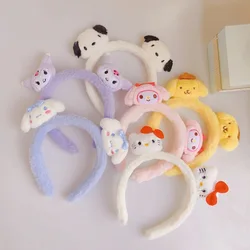 Kawaii Sanrio Accessories Hello Kitty Makeup Wash Hair Ring Kuromi Cinnamoroll My Melody Hair Band Headband Girl Birthday Gift