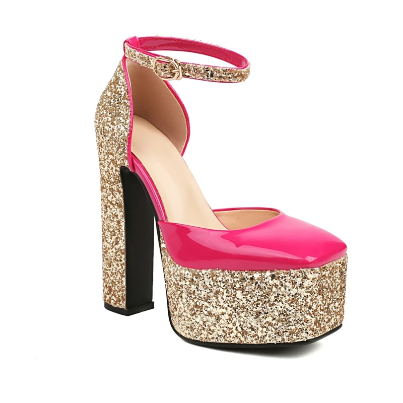 Women's New Square Headband and Nightclub Sexy Headband Buckle Thick Bottom Large Sandals