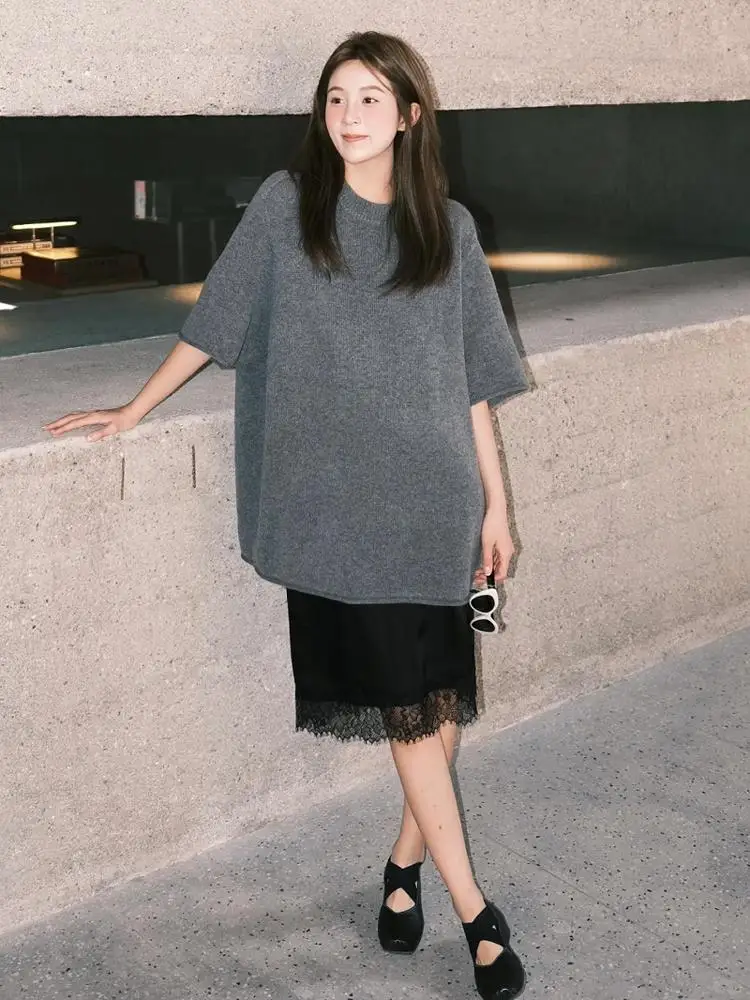 

Свободный вязаный свитер средней длины, повседневный, женский, модный, удобный, в стиле lazy style, для весеннего сезона