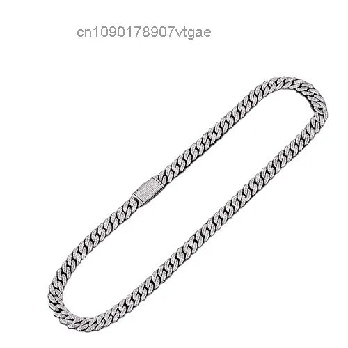 18 10mm Inch Sterling Silver Rose/Yellow/White Gold Plated High Quality VVS Moissanite GRA Certified Cuban Link Chain Hip Hop.