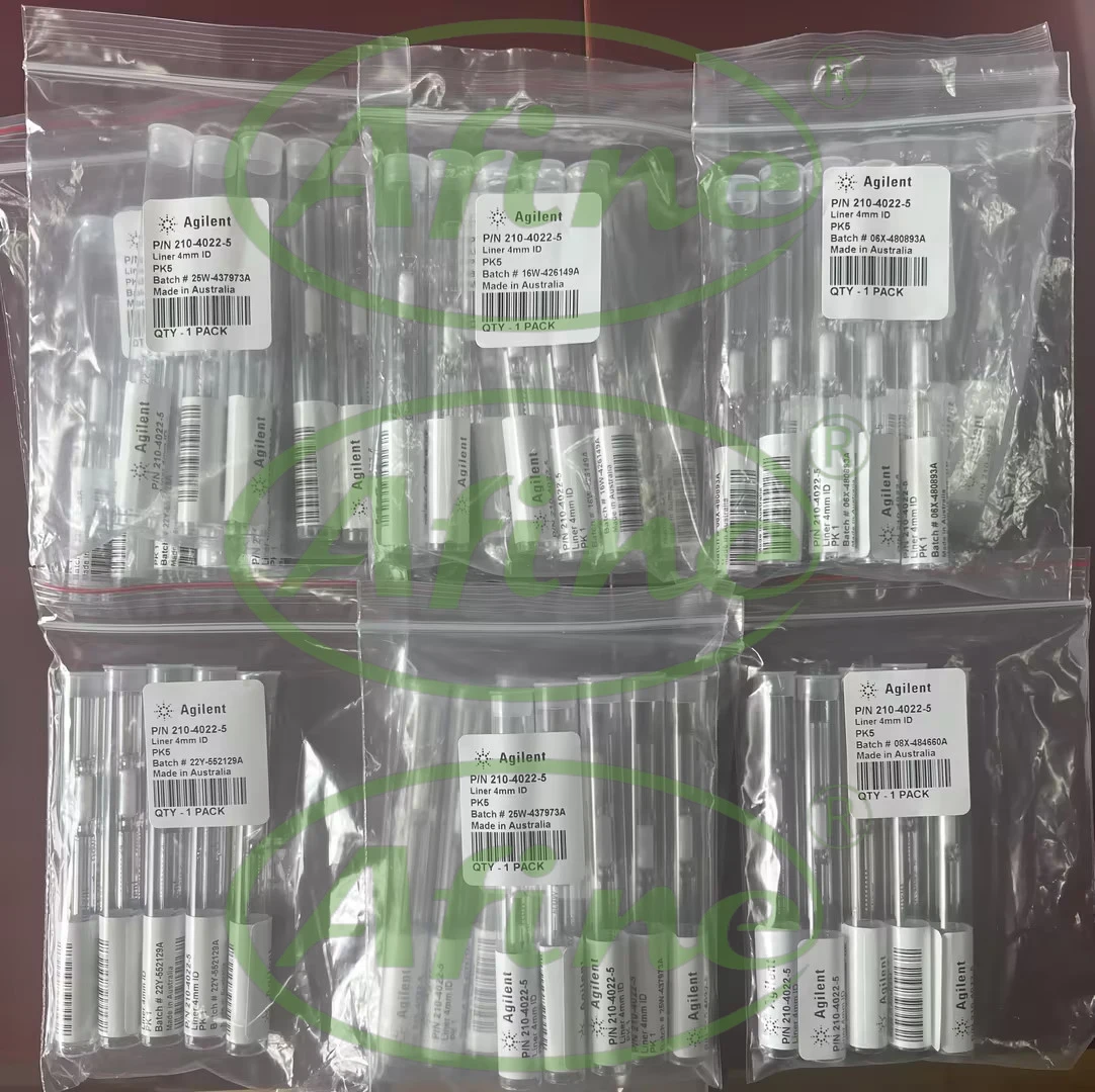 AFINE Agilent Split Focus Inlet Liners, jatuh tekanan rendah, diaktivasi kaca wol, 5/pk: 210-4022-5 (meruncing) dan 210-4004-5