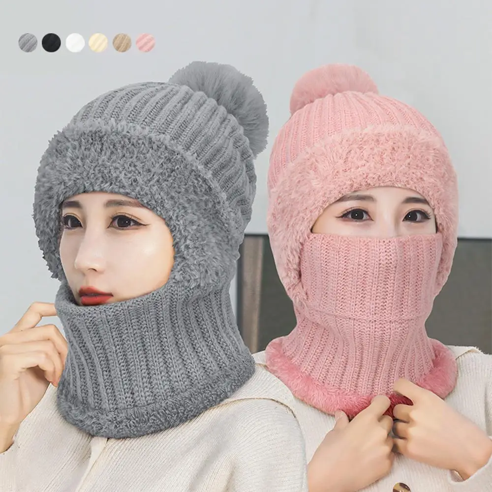 جديد في الهواء الطلق يندبروف مقاومة البرد 3 في 1 البلوز قبعة الشتاء بلون سميكة الصوف قبعات منسوجة للجنسين بوم بوم قبعة قبعة