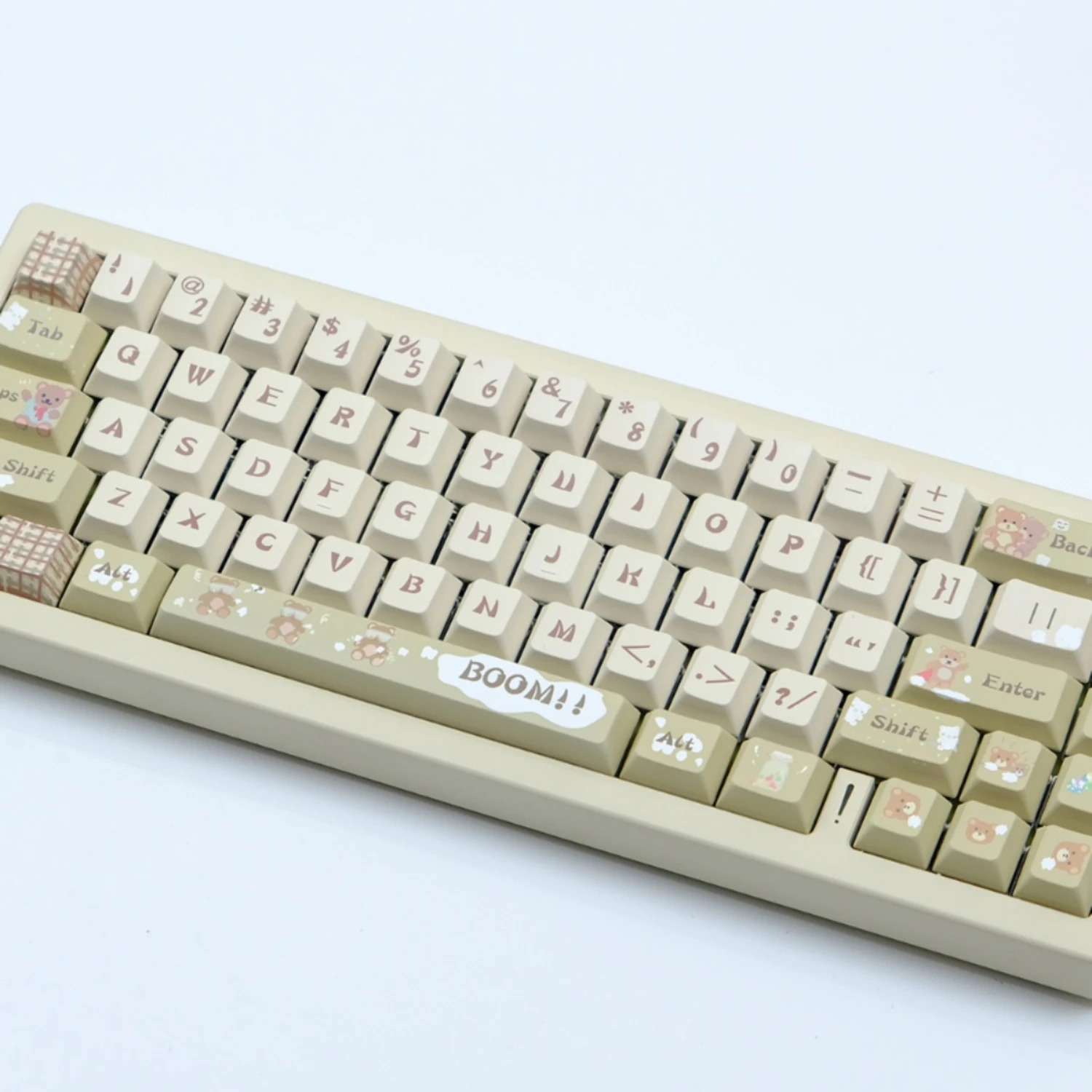 

Burst Bear Theme Keycap PBT Material Thermal Sublimation Keycaps DIY Mechanical Keyboard Cherry Profile Khaki Color Cute Key Cap