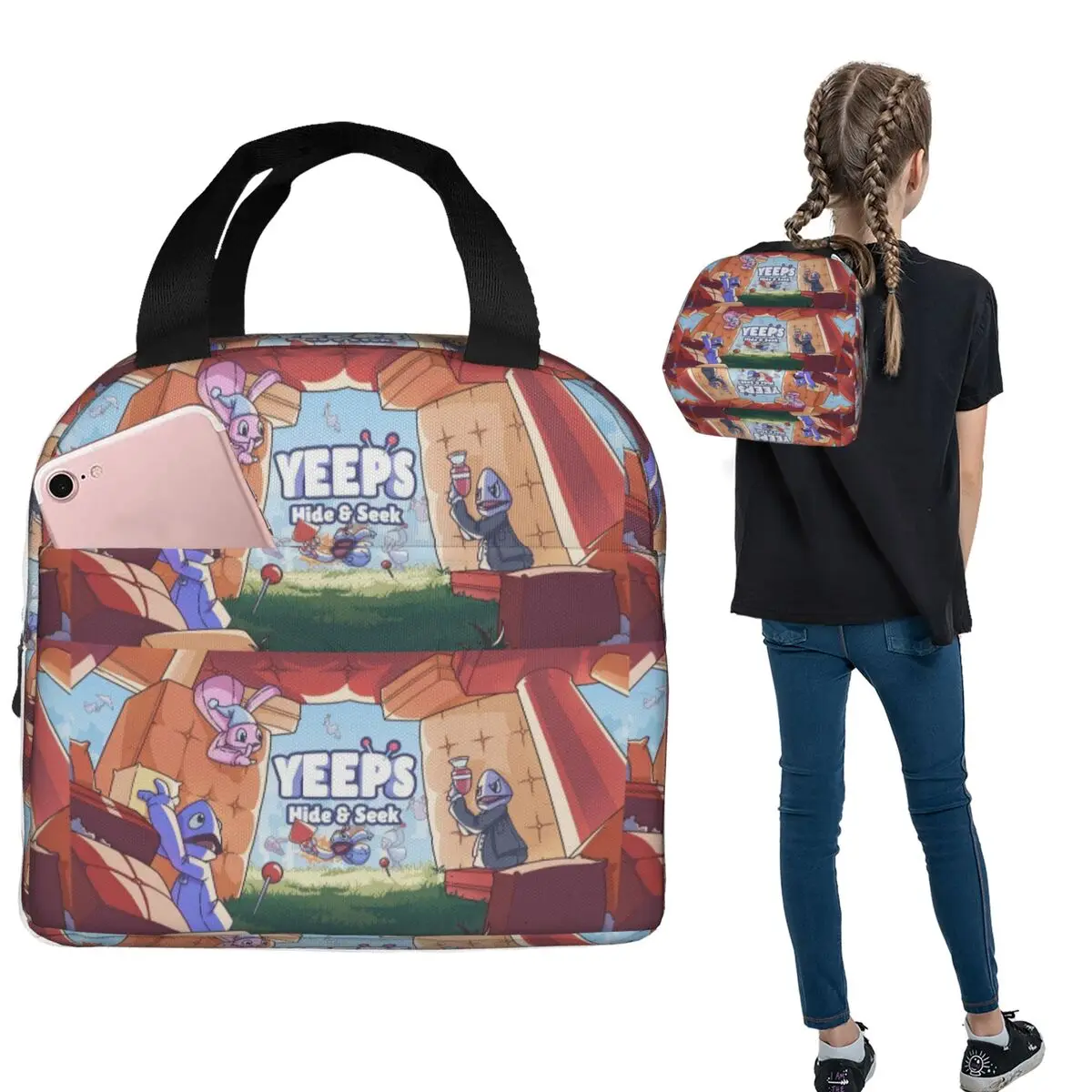 Yeeps Hide And Seek Insulated Lunch Bag for Women Children Portable Food Boxes Thermal Lunch Box Tote