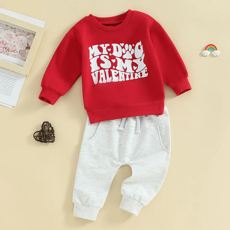 

Adorable Baby Girls Valentine s Day Heart Print Ruffle Sleeve Top and Leggings Set Toddler Sweet Fall Outfit 2 Piece Clothing