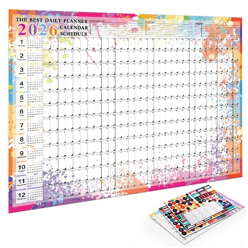 2026 Calendar Full Year English Version Calendar Wall Calendar Creative Simple Planner Christmas Gifts Schedule Planner