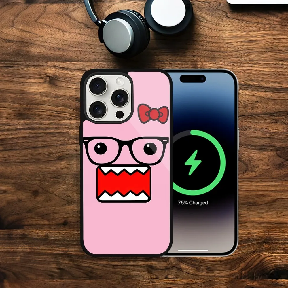 Cute D-Domo-kun Phone Case For iPhone 11 13 12 14 15 Plus Max Pro Magsafe Magnetic Wireless Charging shell