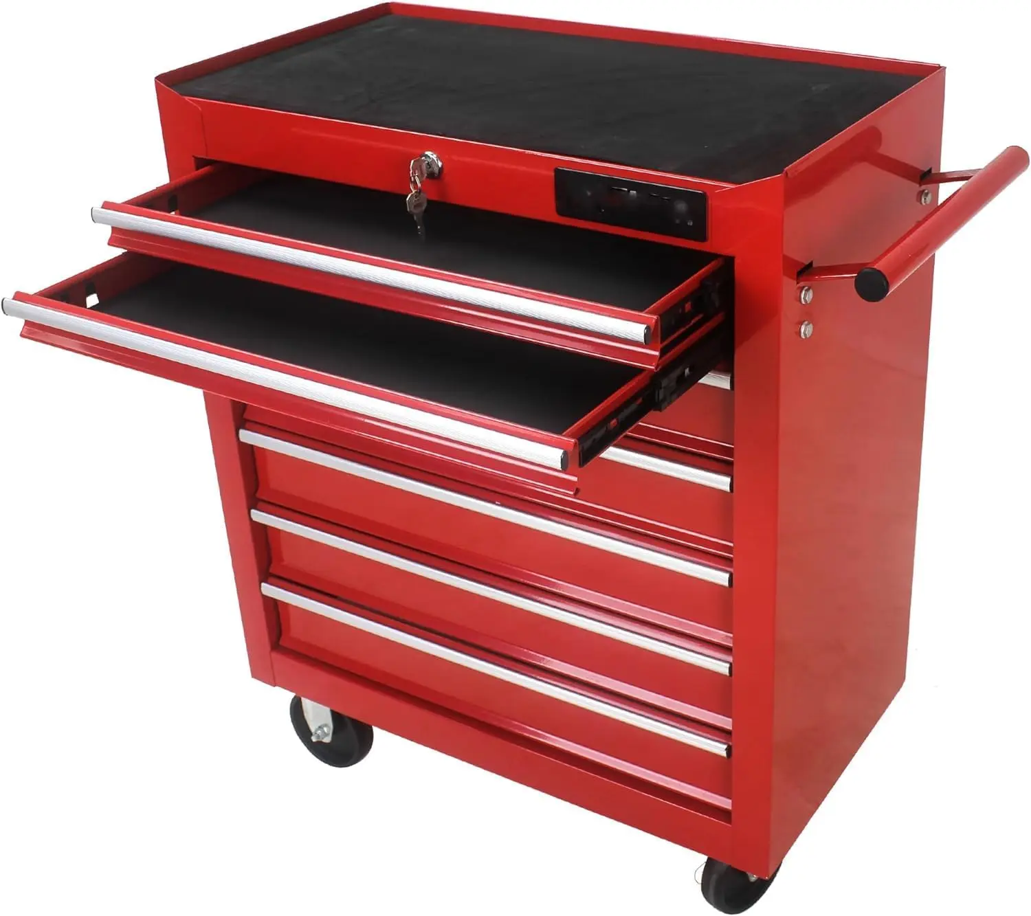 7-Drawer Rolling Tool Storage Cabinet with Liner, Adjustable Shelf, Locking Mechanism, Parking Brakes, Tool Cart Chest for Garag