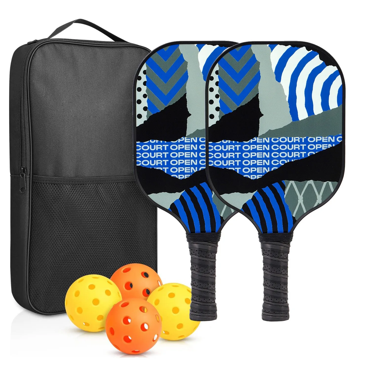 New Arrival Fiberglass Pickleball Paddle Set, Professional Sports Kit for Outdoor Training & Recreational Pickleball Games