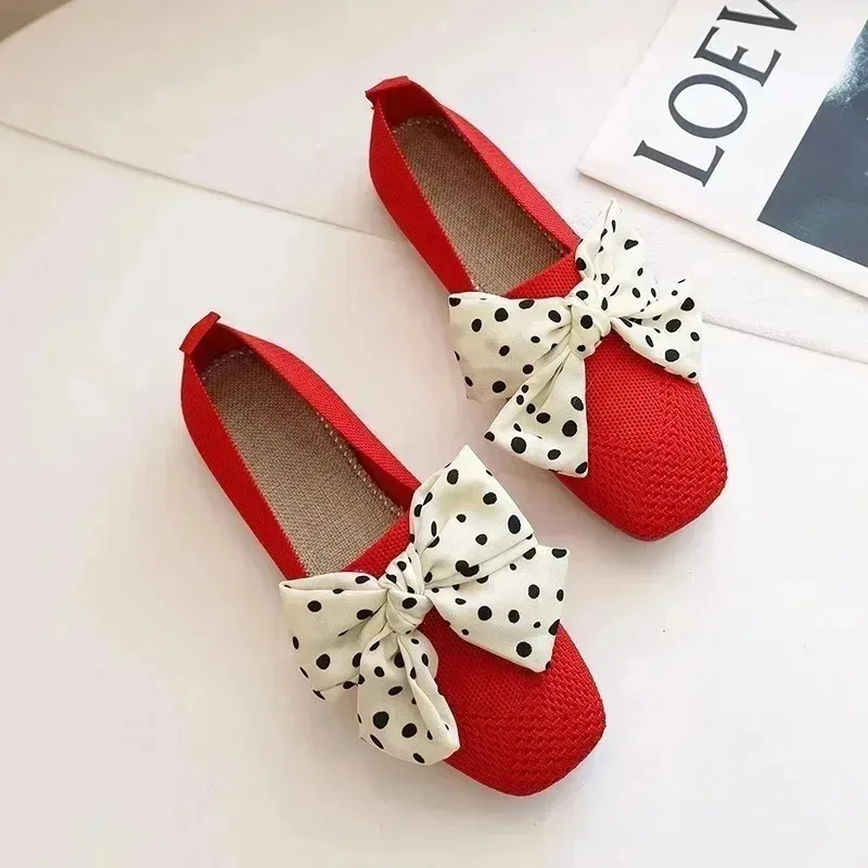

Women's Shoes Sweet Bow Decorative Flat Shoes Fashion Square Toe Design Women Shoes Breathable Canvas Casual Flats Ballet Flats
