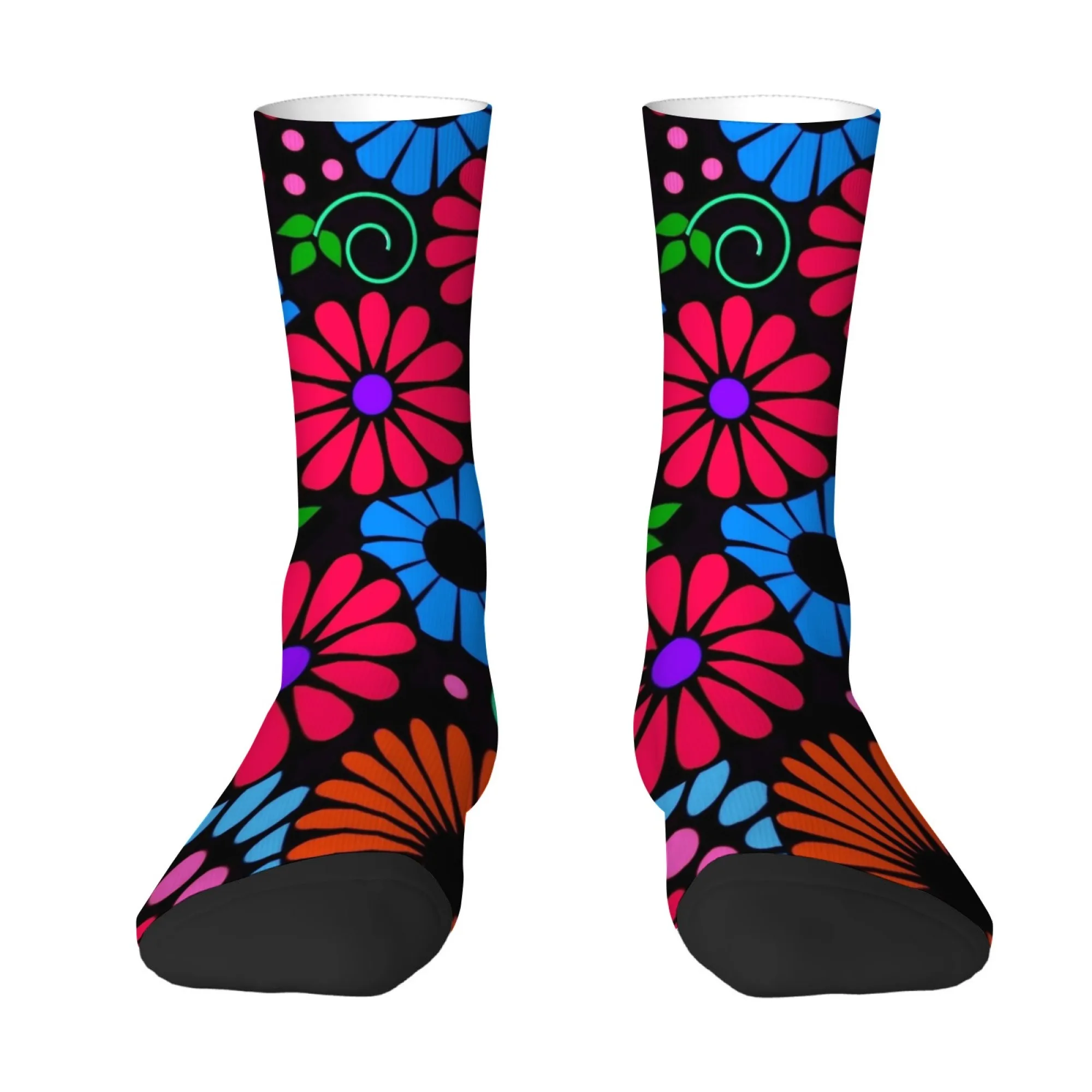 Retro Harajuku Style Flower Printed Men's Socks Comfortable Soft Breathable Outdoor Street Style Sports Casual Funny Socks